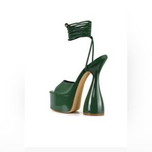 Dark Green Platform Chunky Heels